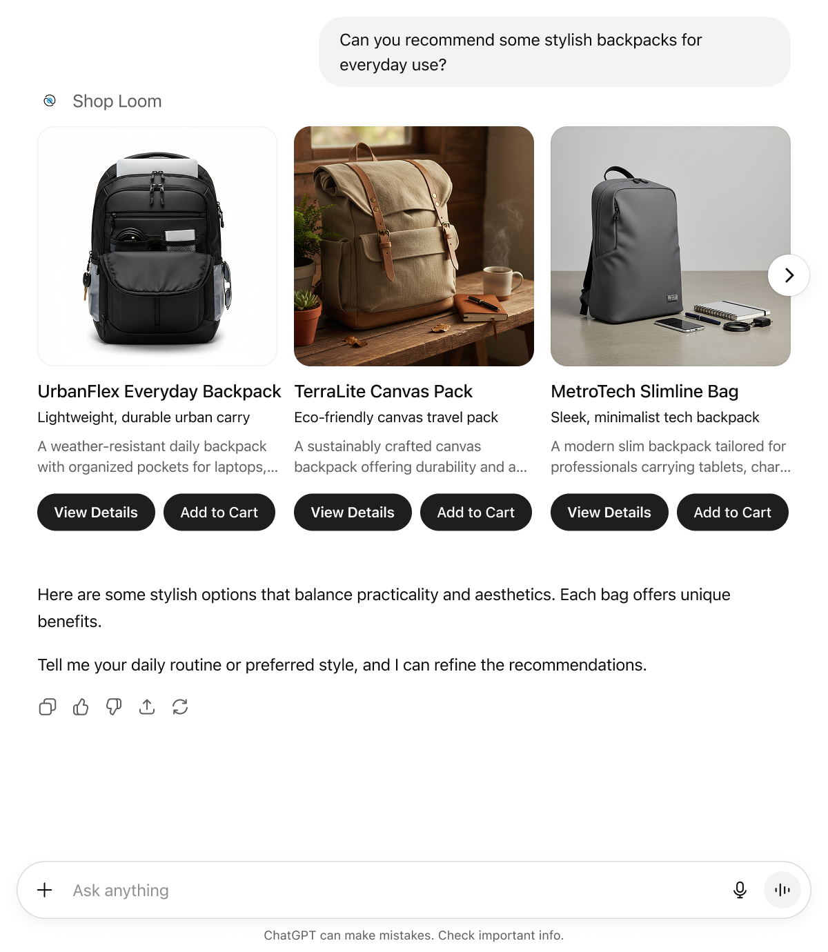 ChatGPT use cases - Retail and shopping experiences